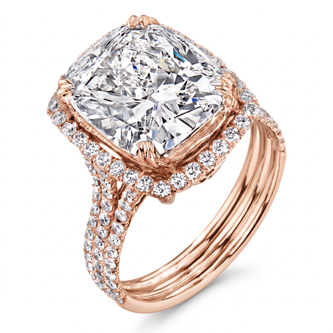 5.30 Ctw Elongated Cushion Cut Halo Engagement Ring H Color VS2 GIA Certified