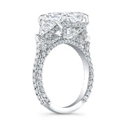 Elongated Radiant Cut 3 Stone Ring with Trillions Side View