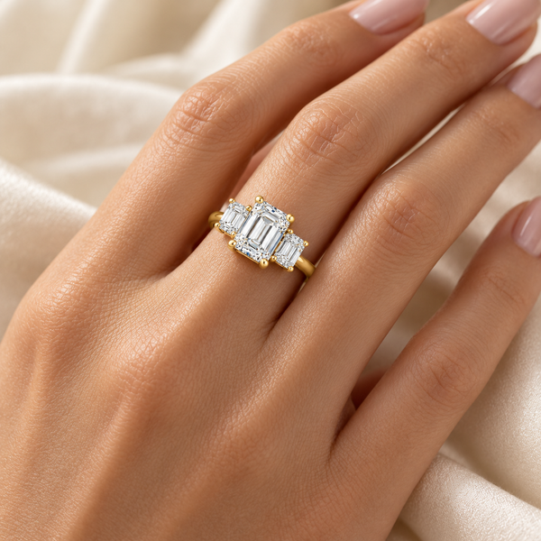 Three-Stone Emerald Cut Engagement Ring G VS1 GIA Certified (1.70 Ct. Center)