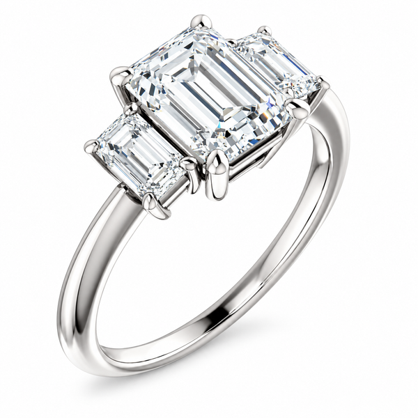 Three-Stone Emerald Cut Engagement Ring G VS1 GIA Certified (1.70 Ct. Center)