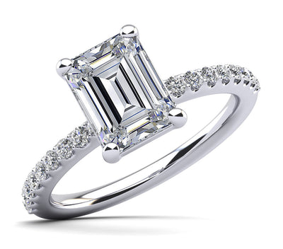 Emerald Cut Solitaire with Side Diamonds