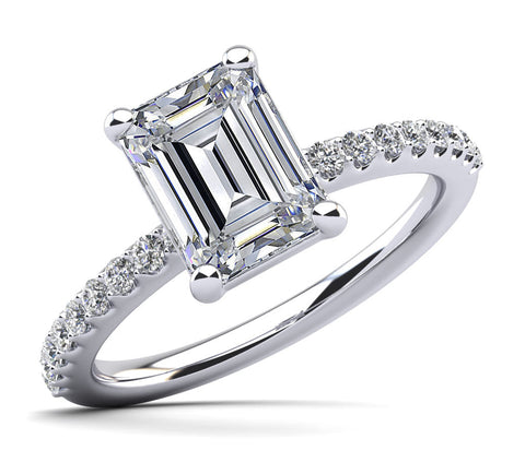 Emerald Cut Solitaire with Side Diamonds