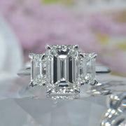 3.90 Ctw. Three-Stone Emerald Cut Engagement Ring H VS1 All GIA Certified