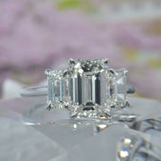 3.90 Ctw. Three-Stone Emerald Cut Engagement Ring H VS1 All GIA Certified