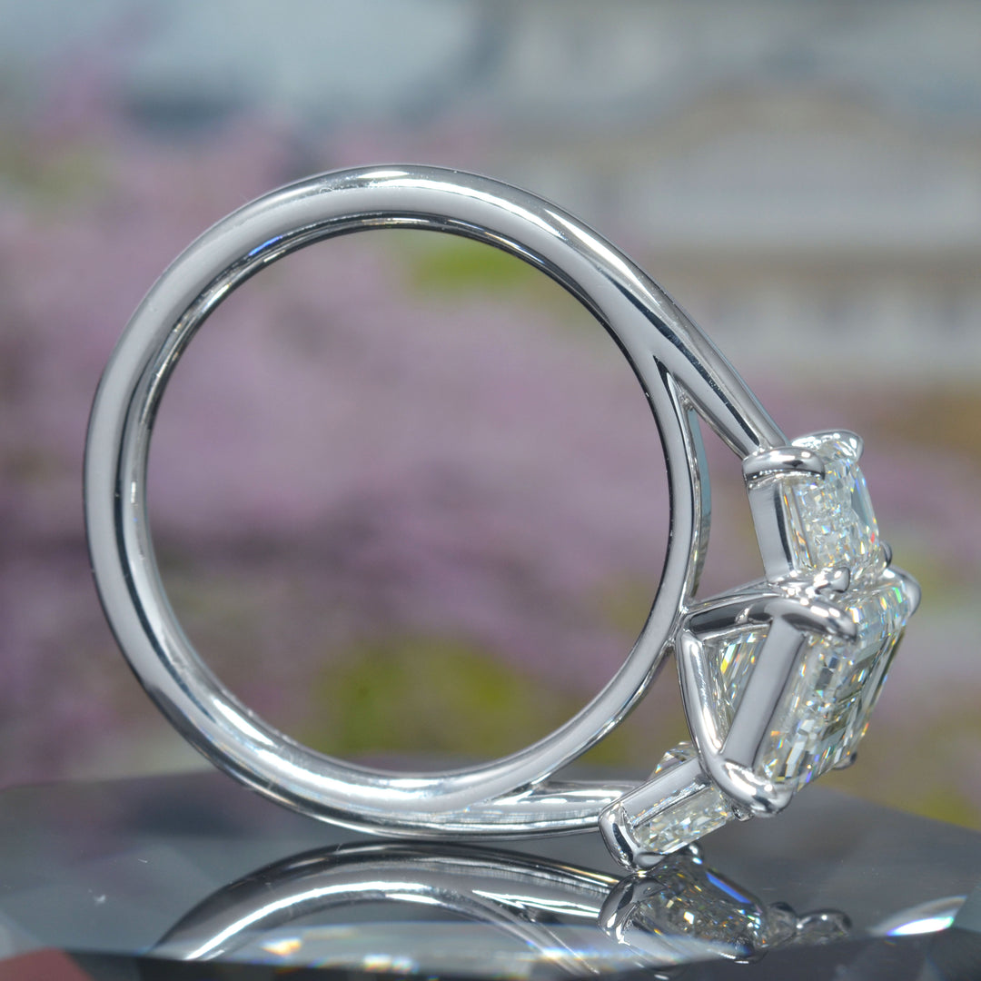 3.00 Ctw. Emerald Cut Three-Stone Engagement Ring I VVS2 All GIA Certified