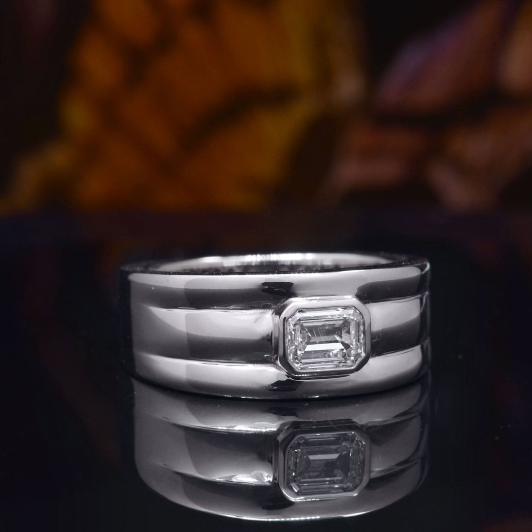 Engagement Ring for Men men s emerald cut diamond ring Kingofjewelry