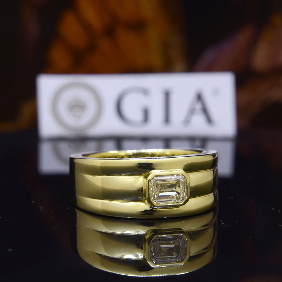 1 carat east west emerald cut men's engagement ring h color vvs1 gia certified 9