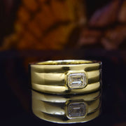 1 Carat Men's Engagement Ring Emerald Cut 9.5mm Width H Color VS1 GIA Certified