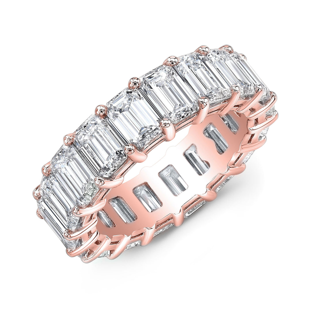 6.50 Carat Emerald Cut Diamond Eternity Band All GIA Certified G Color VS1 Clarity