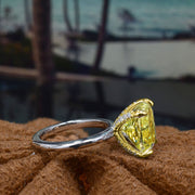 2.20 Ctw. Canary Fancy Yellow Cushion Solitaire Ring Diamond Prongs Flawless GIA
