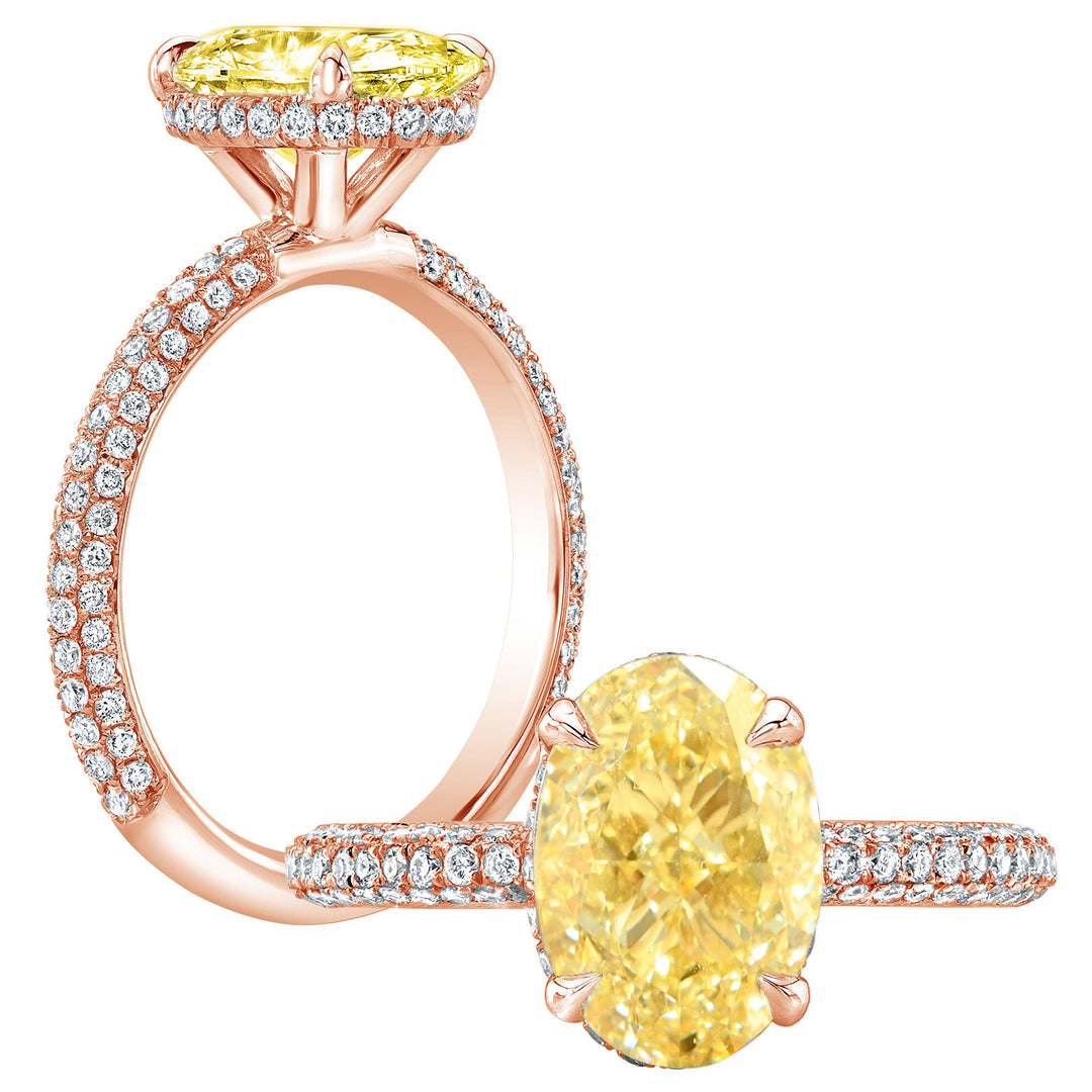 2.20 Ctw Fancy Light Yellow Canary Oval Hidden Halo Ring VVS1 GIA
