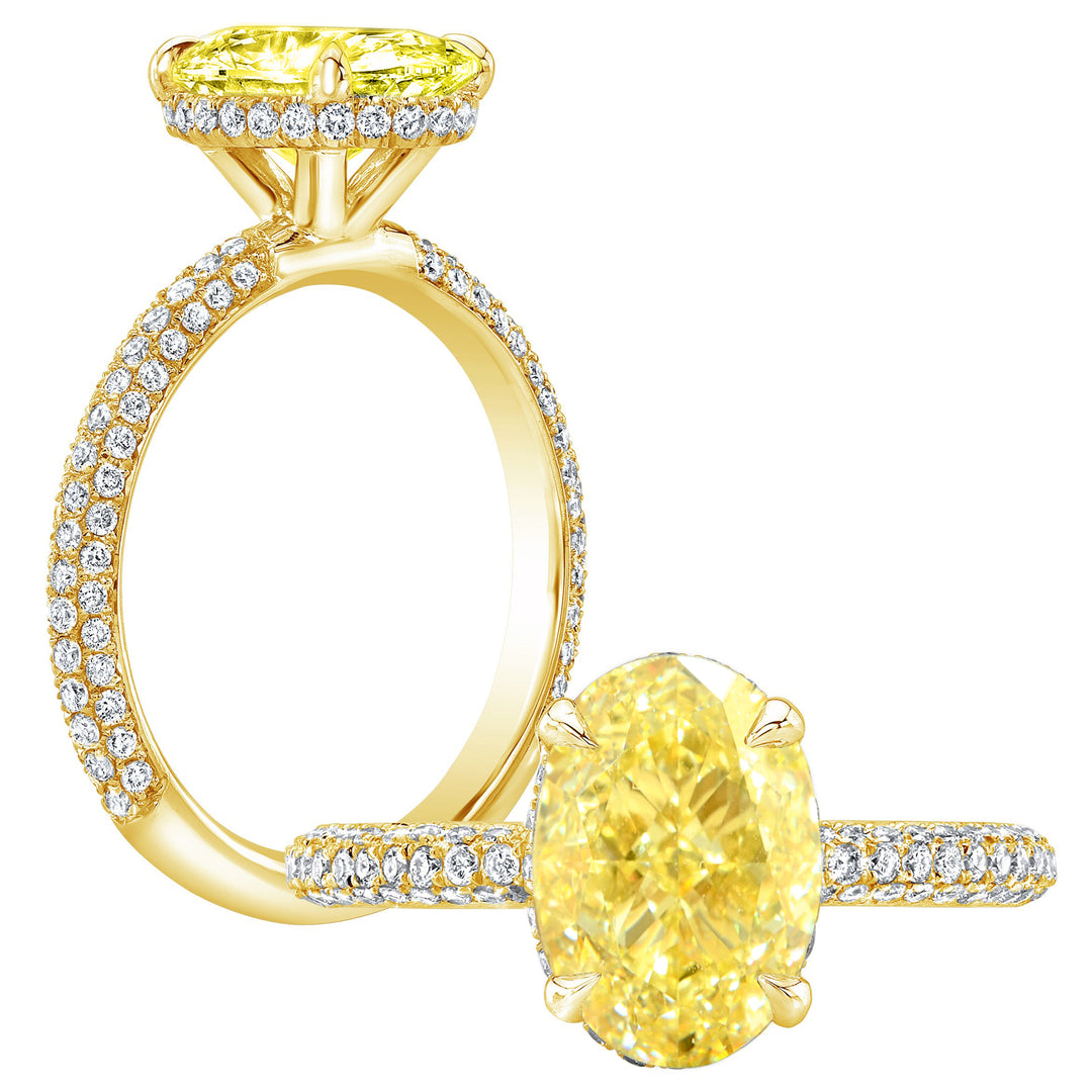 2.20 Ctw Fancy Light Yellow Canary Oval Hidden Halo Ring VVS1 GIA