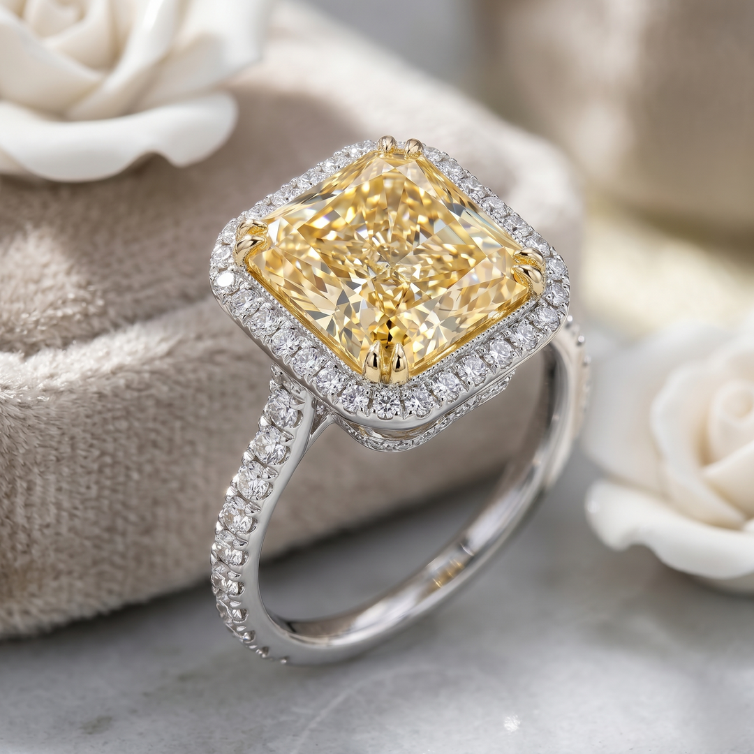 Fancy Yellow Radiant Cut Canary Diamond Ring