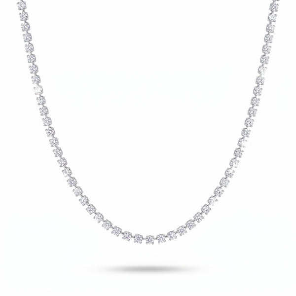 Lab Grown Diamond Floating Round Cut Tennis Necklace in white background