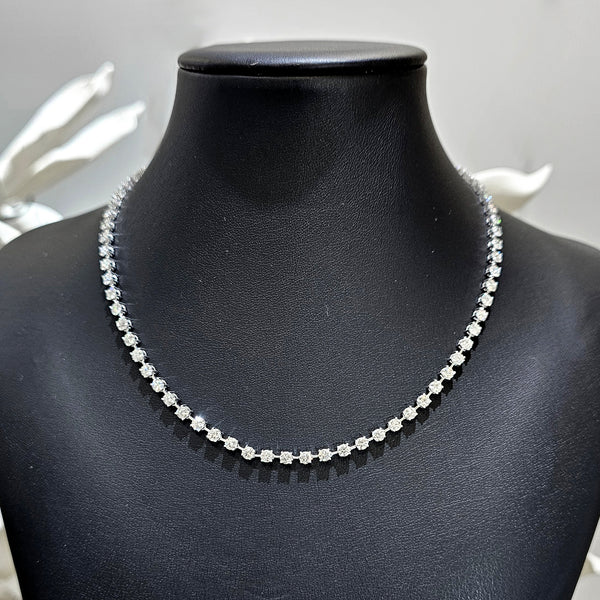 Lab Grown Diamond Floating Round Cut Tennis Necklace on mannequin front view