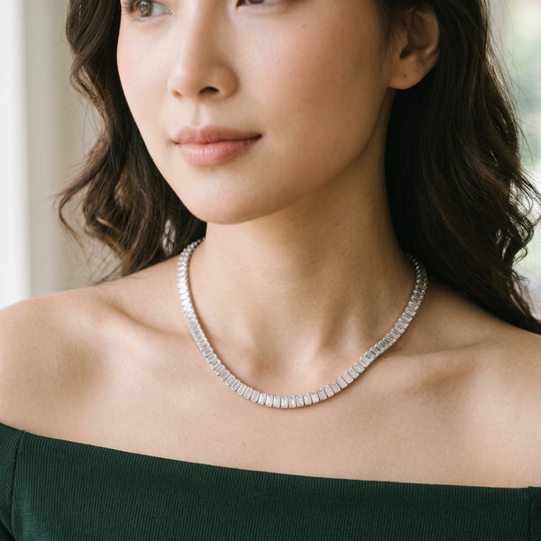 Lab Grown Diamond Emerald Cut Tennis Necklace