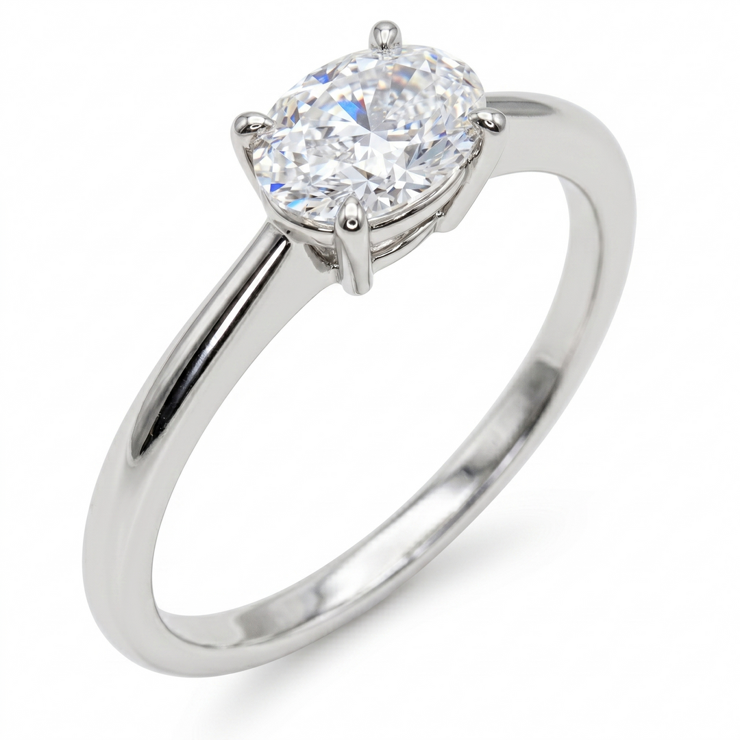 1.50 Ct. East West Oval Engagement Ring H Color VS2 GIA Certified