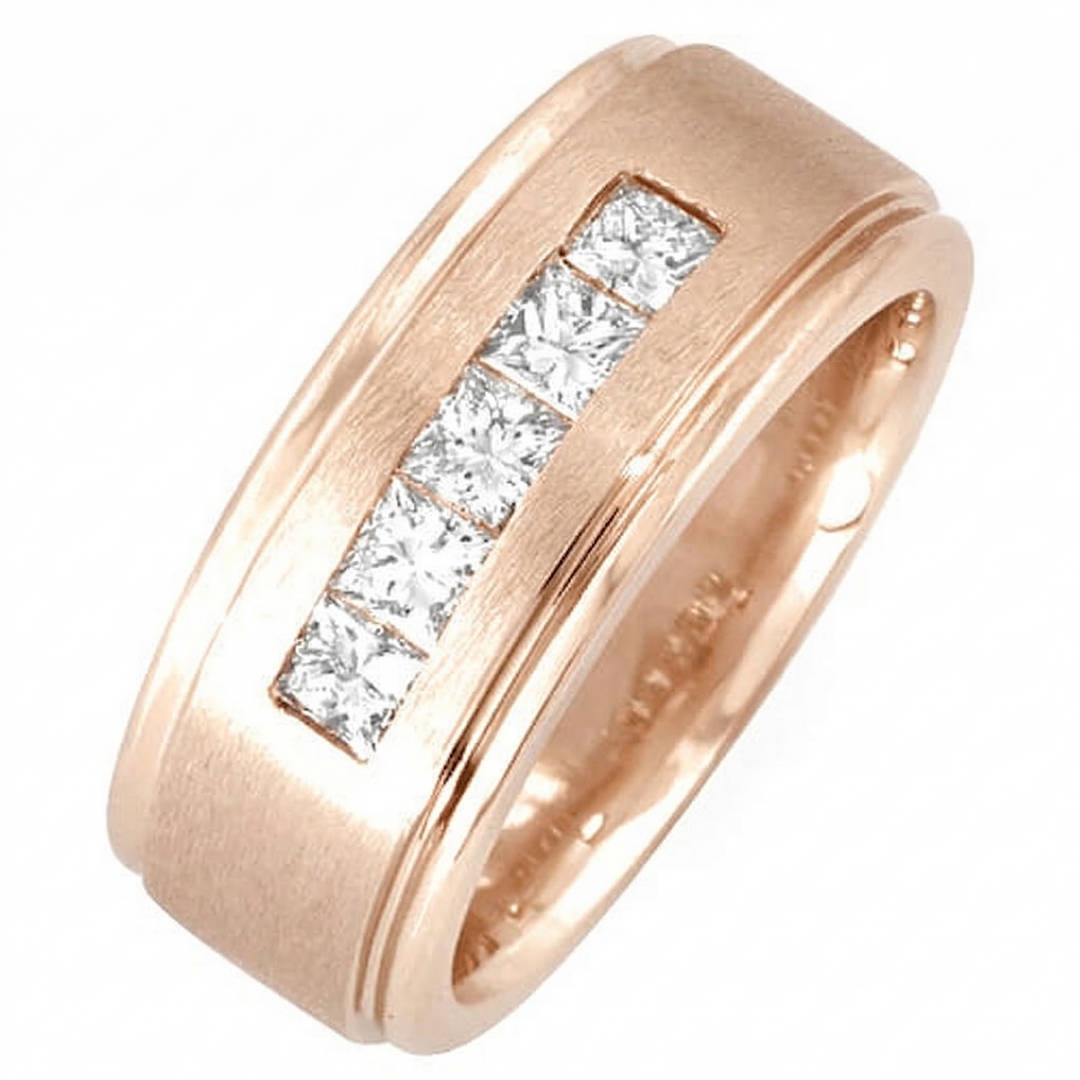 1.25 Ct. Men's Princess Cut Diamond Ring G Color VS1 Clarity 10mm Width