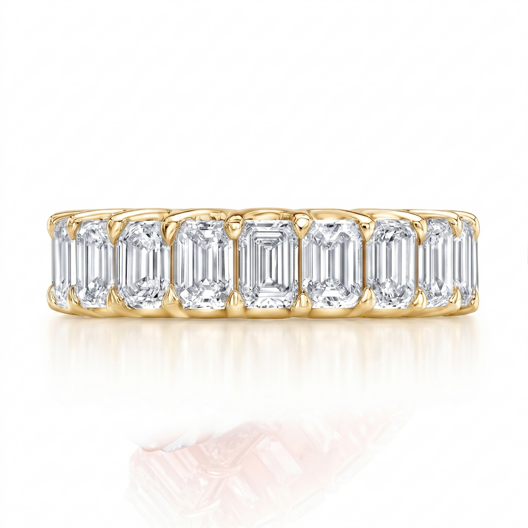 8.0 Ct. Emerald Cut Eternity Ring U-Setting G-H Color VS1 Clarity All GIA Certified