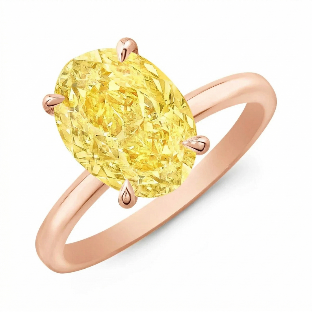 2.30 Ctw Canary Fancy Light Yellow Oval Cut  Hidden Halo Diamond Ring VVS1 GIA