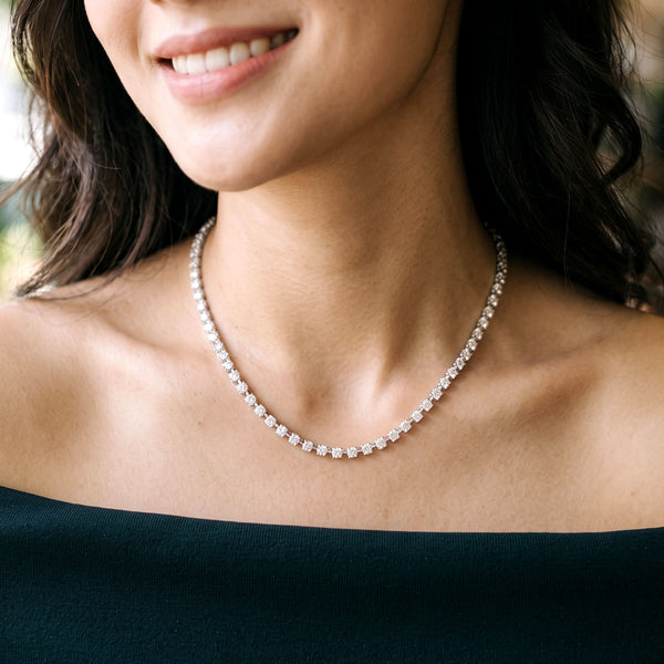 Lab Grown Diamond Floating Round Cut Tennis Necklace
