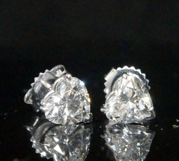 Lab Grown Heart Shape Stud Earrings