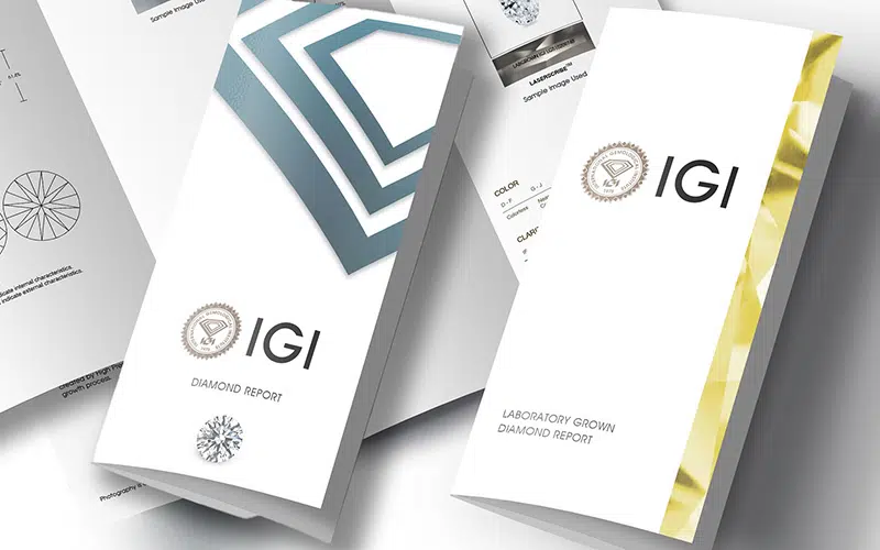 IGI diamond report books on a white background