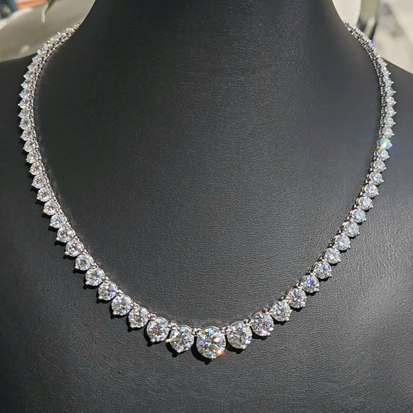 Lab Grown Diamond Round Cut Graduated Riviera Tennis Necklace