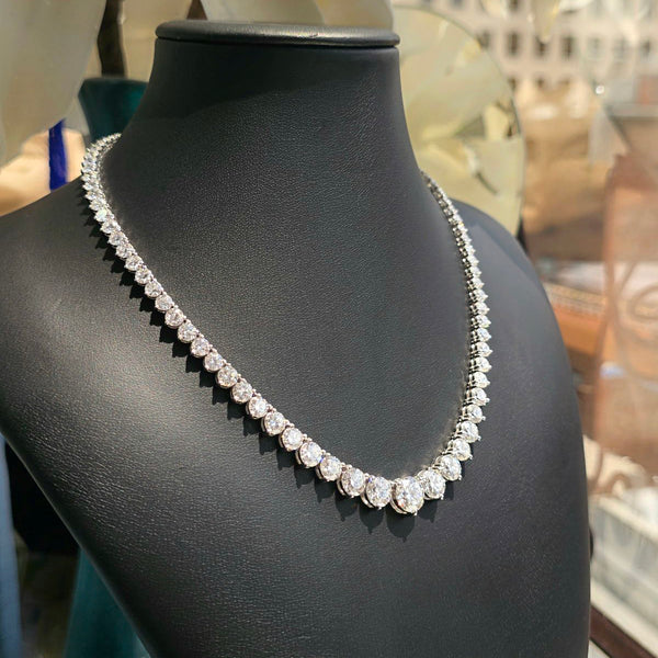 Lab Grown Diamond Round Cut Graduated Riviera Tennis Necklace