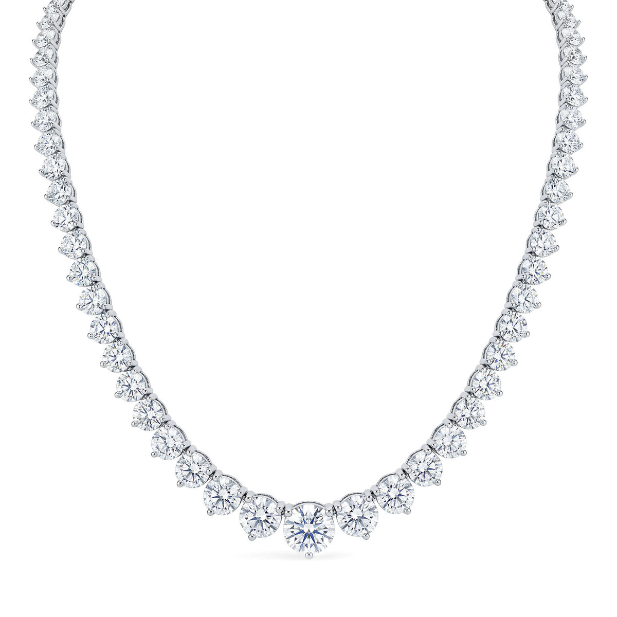 Lgroundcutgraduatedtennisnecklace36carat17incheswhitegoldonwhitebackground