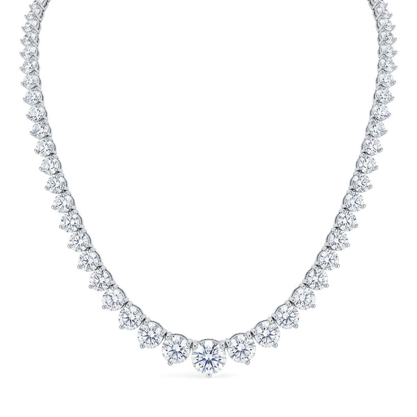 Lab Grown Diamond Round Cut Graduated Riviera Tennis Necklace