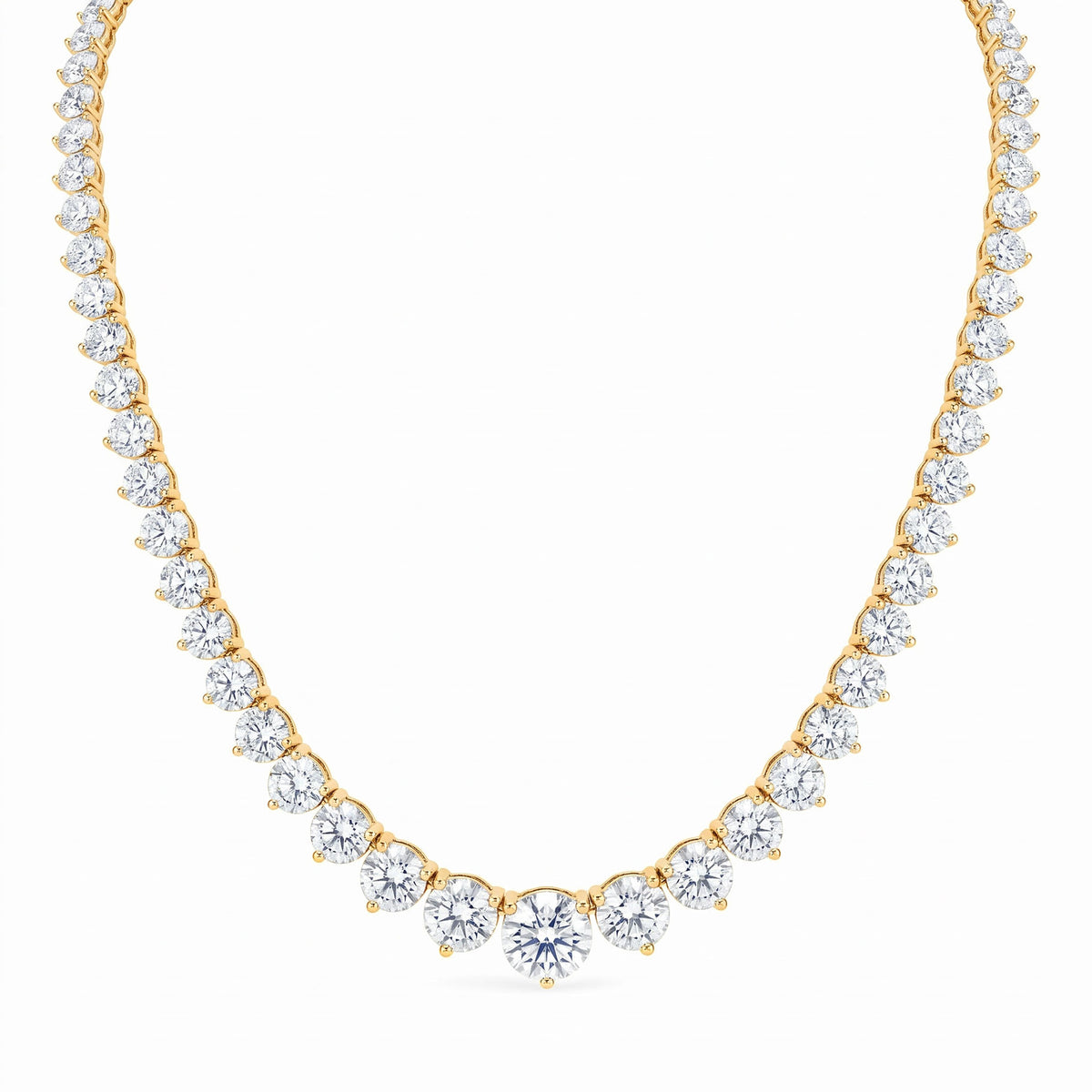Lab grown diamond round cut graduated riviera tennis necklace