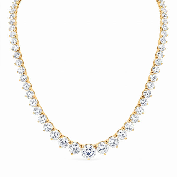 Lab Grown Diamond Round Cut Graduated Riviera Tennis Necklace