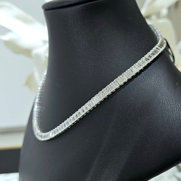 Lab Grown Diamond Emerald Cut Tennis Necklace