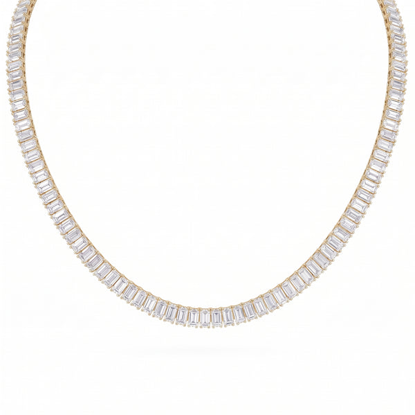 Lab Grown Diamond Emerald Cut Tennis Necklace