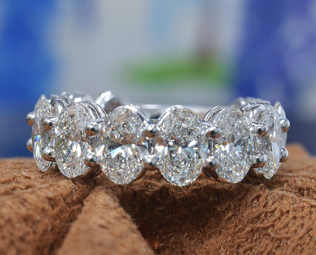 11 Stone Oval Cut Diamond 3/4 Way Eternity Ring (4.40 Ctw.)