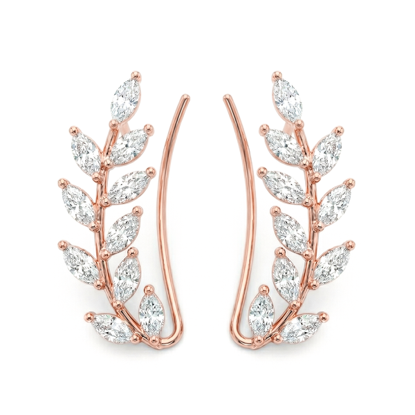Lab Grown Marquise Cut Diamond Ear Climber Earrings (1.00 Ctw)