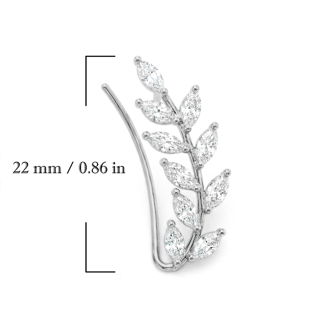 Lab Grown Marquise Cut Diamond Ear Climber Earrings (1.00 Ctw)