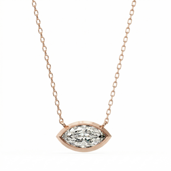 Lab Grown Diamond Marquise East-West Bezel Necklace D/VVS1 IGI Certified
