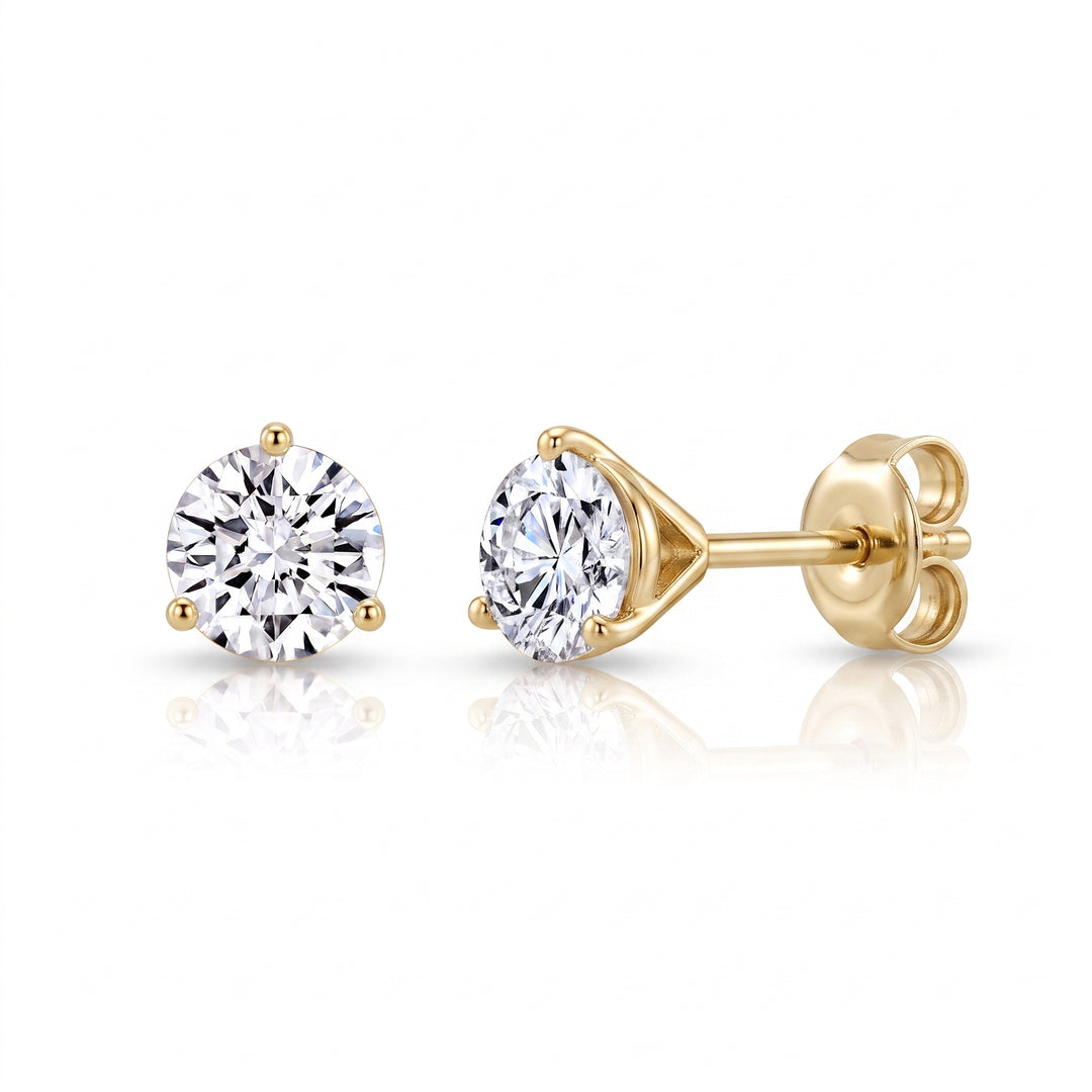 3.20 Ctw Round Cut Diamond Stud Earrings Martini Style GIA Certified