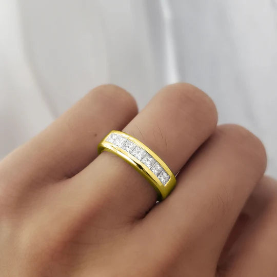 Lab Grown Princess Cut Channel Set Men's Band 6mm Width (1.00 Ctw)