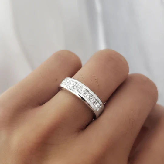 Lab Grown Princess Cut Channel Set Men's Band 6mm Width (1.00 Ctw)