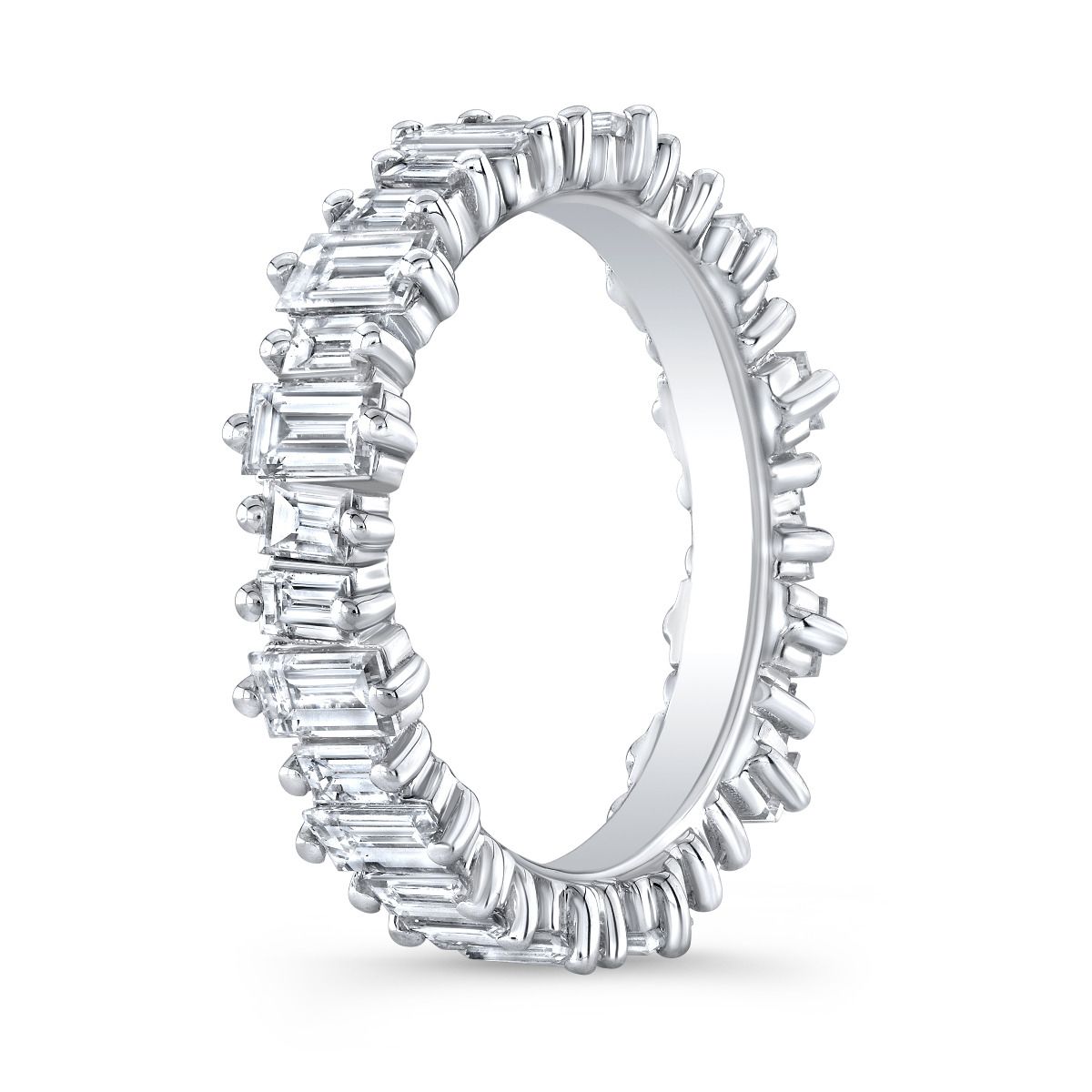 Mixed size baguette eternity band wrap around profile view