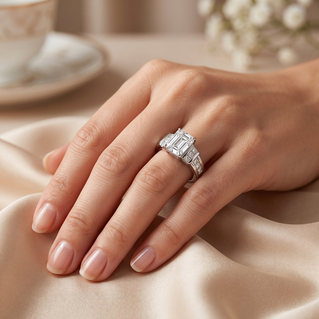 2.70 Ct. Emerald Cut Diamond Engagement Ring E Color VS1 GIA Certified