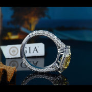 6.50 Ctw Canary Fancy Yellow Rectangle Radiant Cut Diamond Ring VVS1 GIA Certified