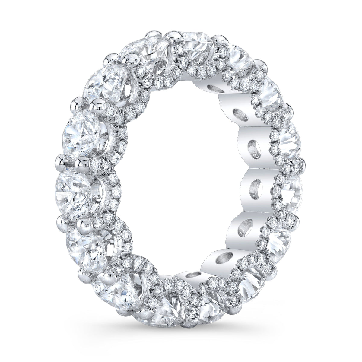 Eternity ring u setting with pave profile side profile