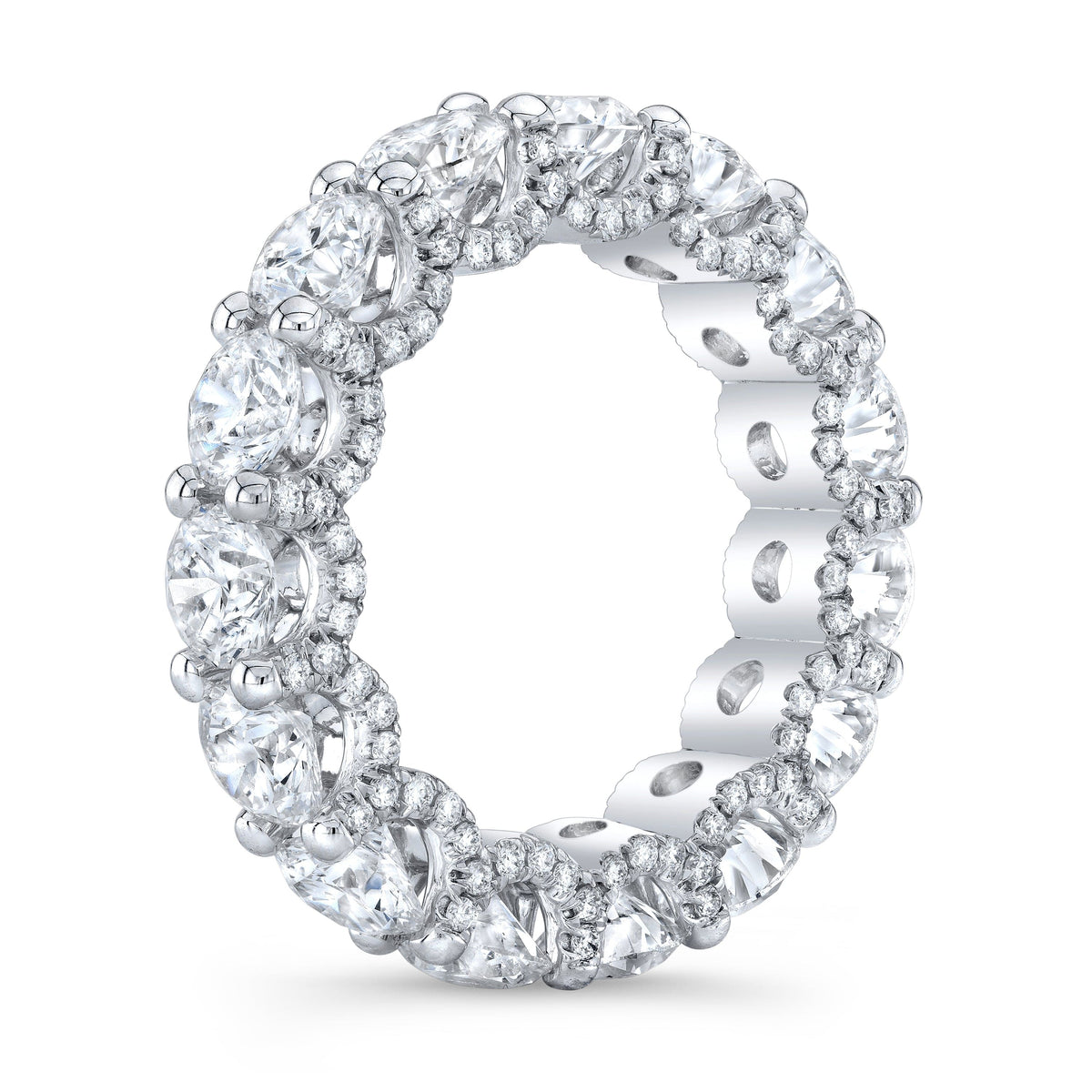 Eternity ring u setting with pave profile side profile
