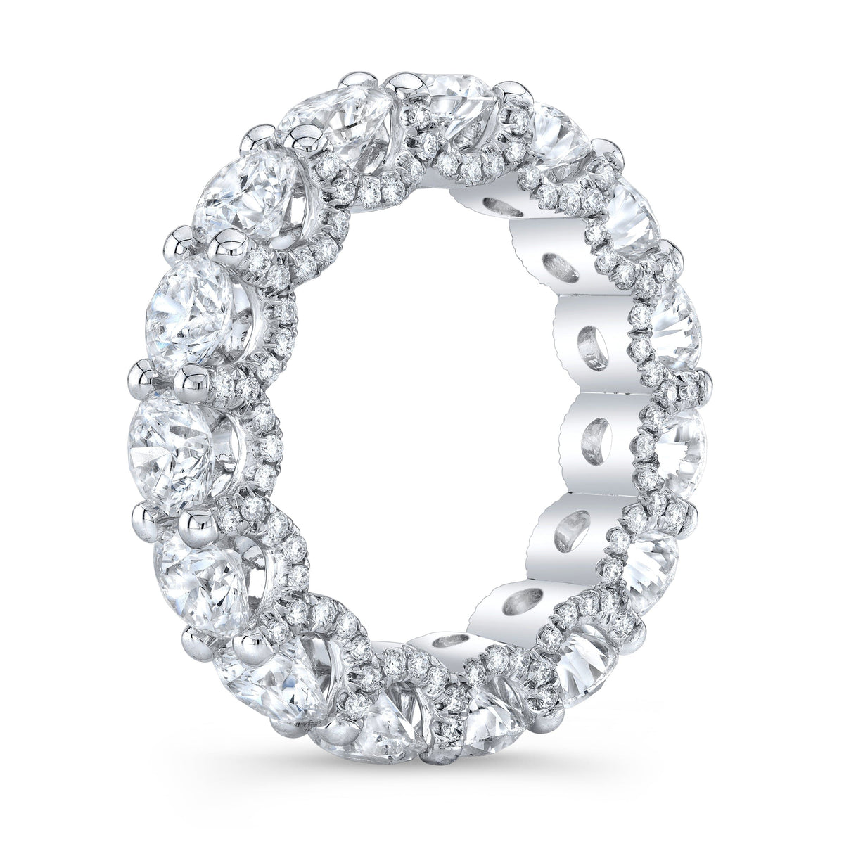 Eternity ring u setting with pave profile side profile