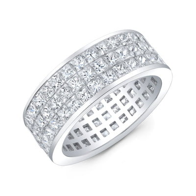 Two-Row Wide Band Diamond Eternity Ring 18K White Gold (2.50ct)
