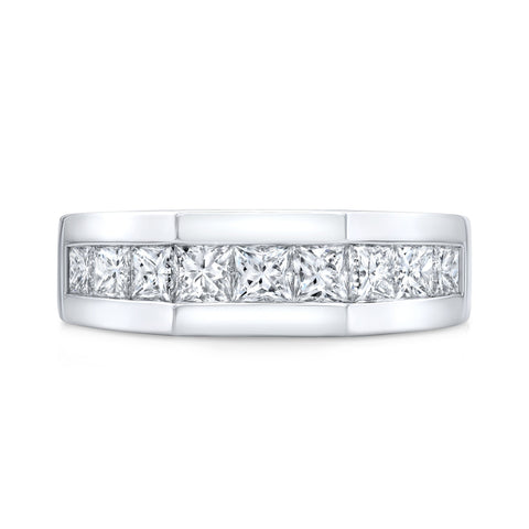 1.50 Carat Men's Graduating Princess Cut Diamond Ring 7mm Width